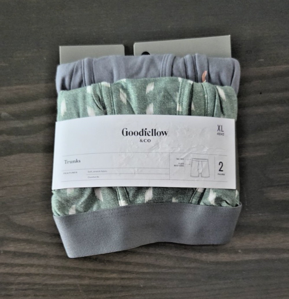 Men's Dotted Print Trunks 2pk - Goodfellow & Co™ Comfort Underwear Green/Gray XL